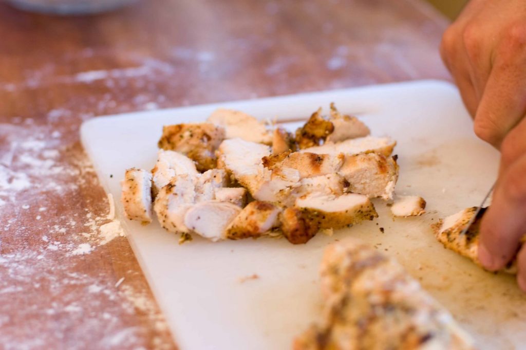 Diced grilled chicken for the topping