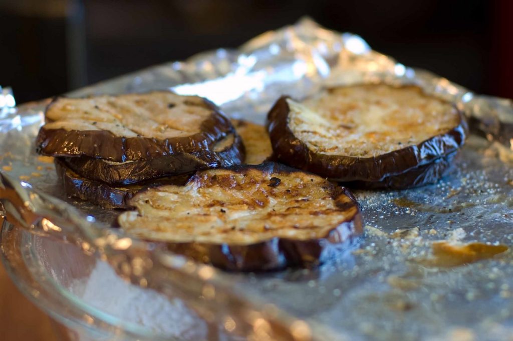 Broiled eggplant slices